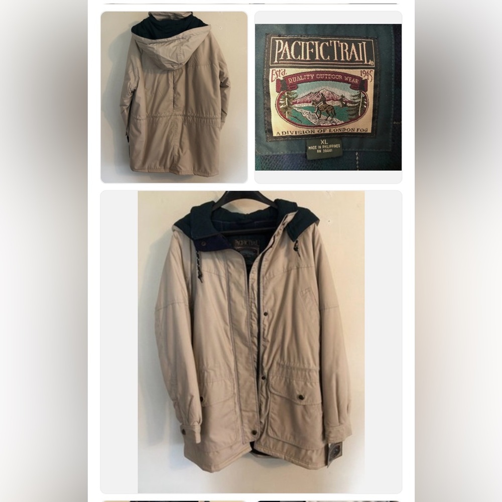 Vintage Pacific Trail Men's Tan Hooded Jacket